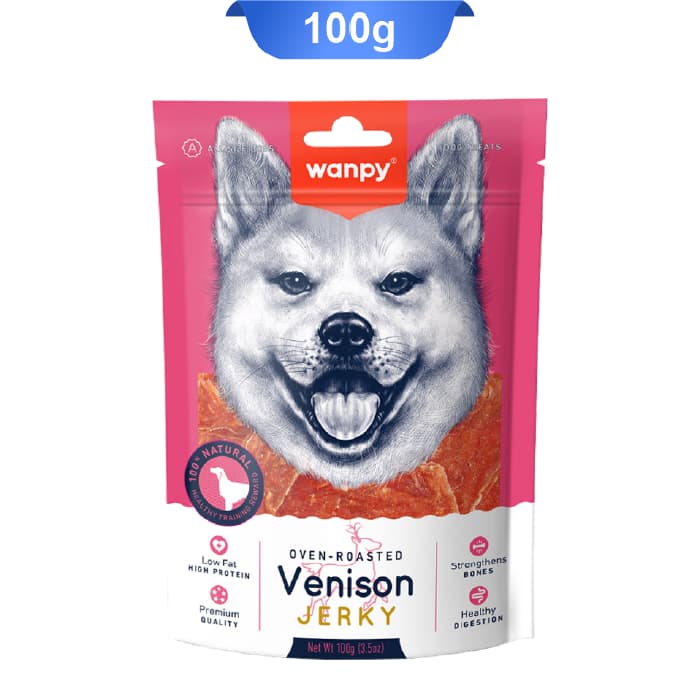 تشویقی سگ ونپی مدل نواری طعم گوزن وزن 100 گرم Wanpy Venison Jerky