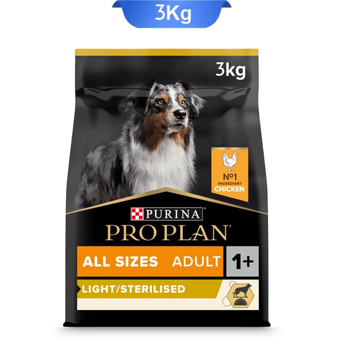 غذا خشک سگ بالغ عقیم پروپلن طعم مرغ وزن 3 کیلوگرم Proplan Light/Sterilised All Size