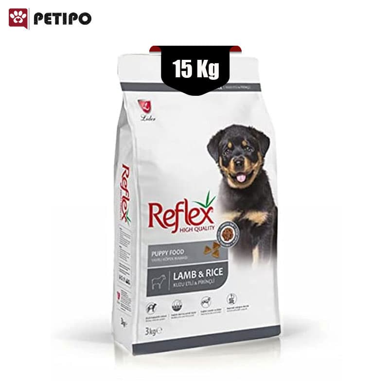 غذای خشک سگ پاپی رفلکس طعم بره و برنج (Reflex Puppy Food with Lamb & Rice) وزن 15 کیلوگرم