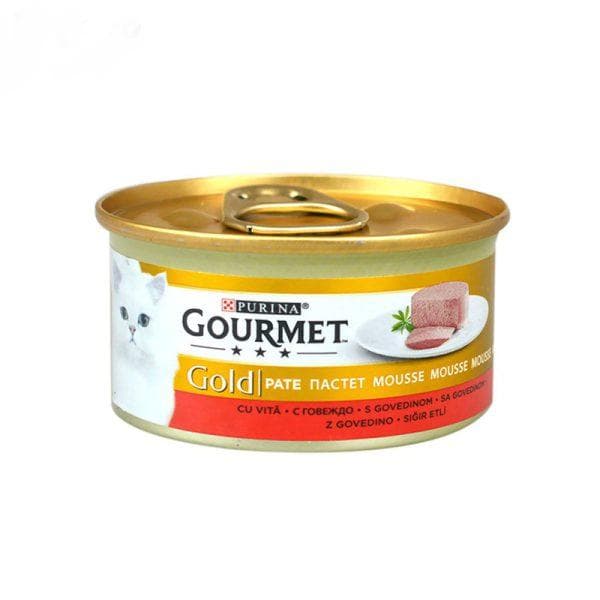 کنسرو گربه گورمه گلد با گوشت گاو (Gourmet Gold With Beef) وزن 85 گرم