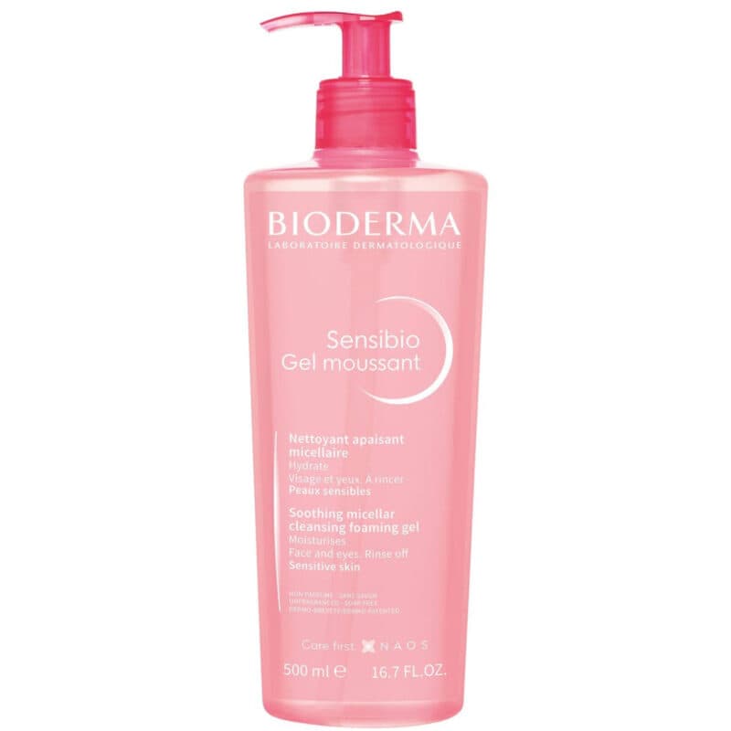 ژل شستشو صورت بایودرما مناسب پوست خشک و حساس سنسبیو بایودرما BIODERMA Sensibio حجم 500 میل Bioderma Sensibio Gel Moussant 500 ml