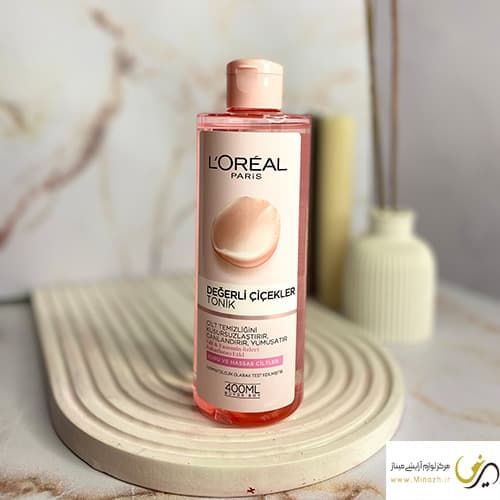 تونر صورت پوست خشک گل رز برند لورال Loreal Paris Fine Flowers Cleansing Toner
