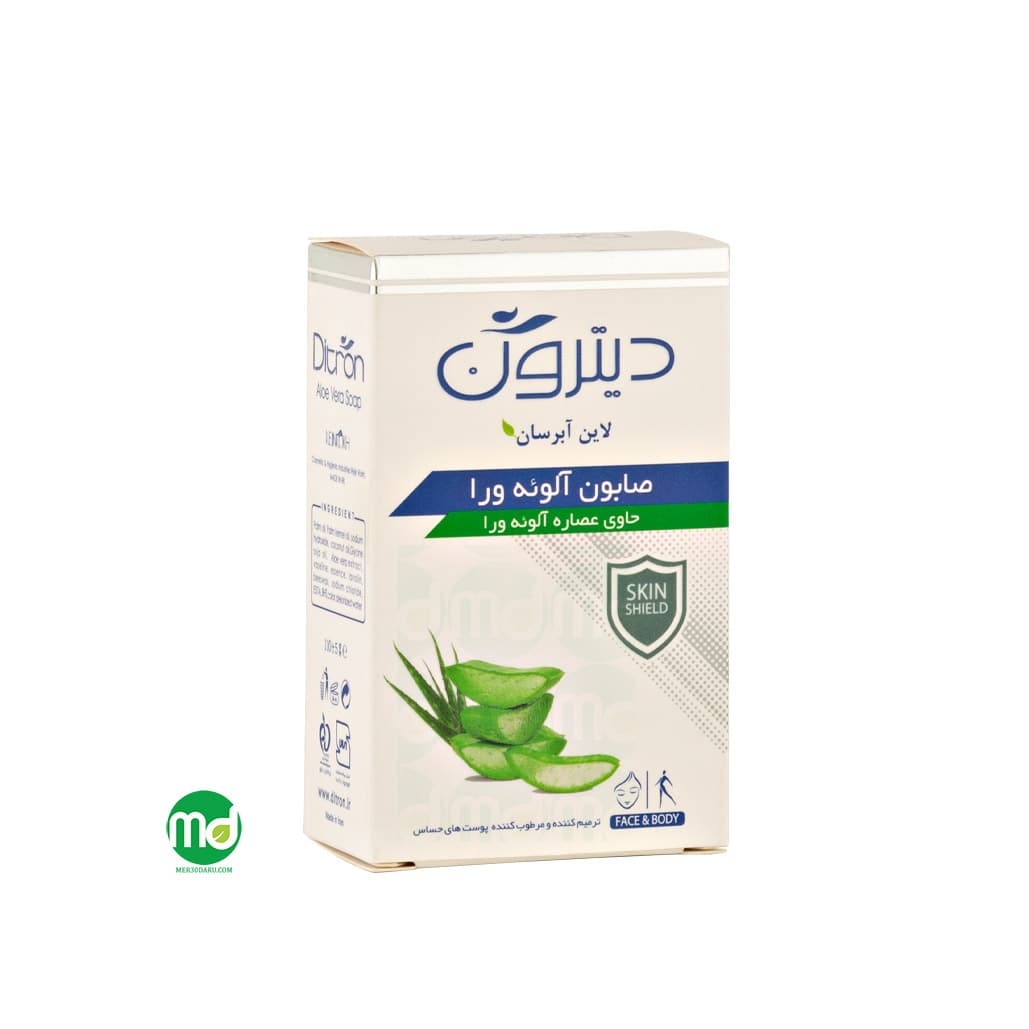 صابون مرطوب کننده و ترمیم کننده آلوئه ورا دیترون حاوی ترکیبات گیاهی