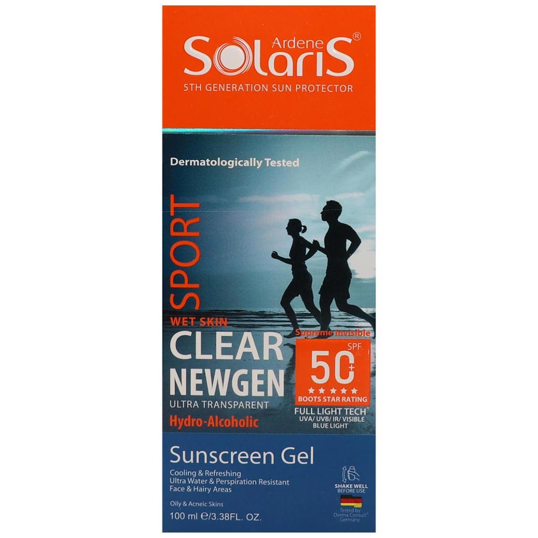 ژل ضد آفتاب هیدرو الکلی SPF 50 مناسب پوست های چرب و جوشدار 100 میل آردن سولاریس – کلییر نیوژن