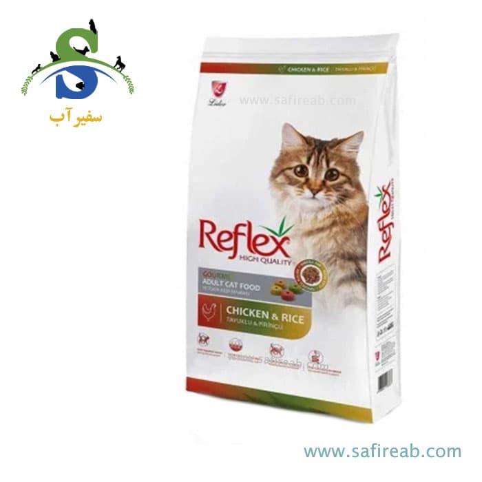 غذای خشک گربه مولتی کالر رفلکس با طعم مرغ و برنج (۱۵ کیلوگرم)