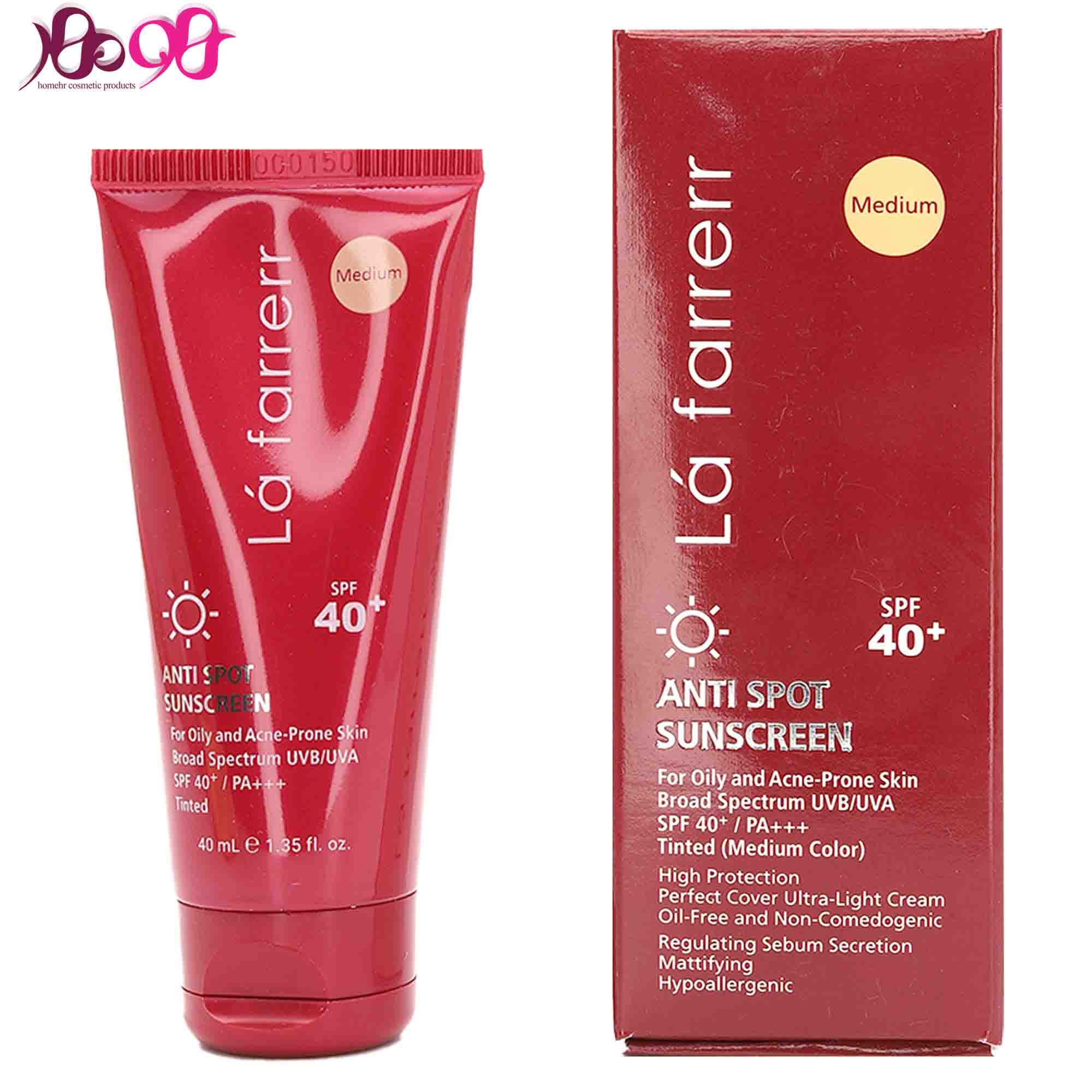 کرم ضد آفتاب رنگی مدیوم لافارر SPF40 ضد لک پوست چرب و مستعد آکنه