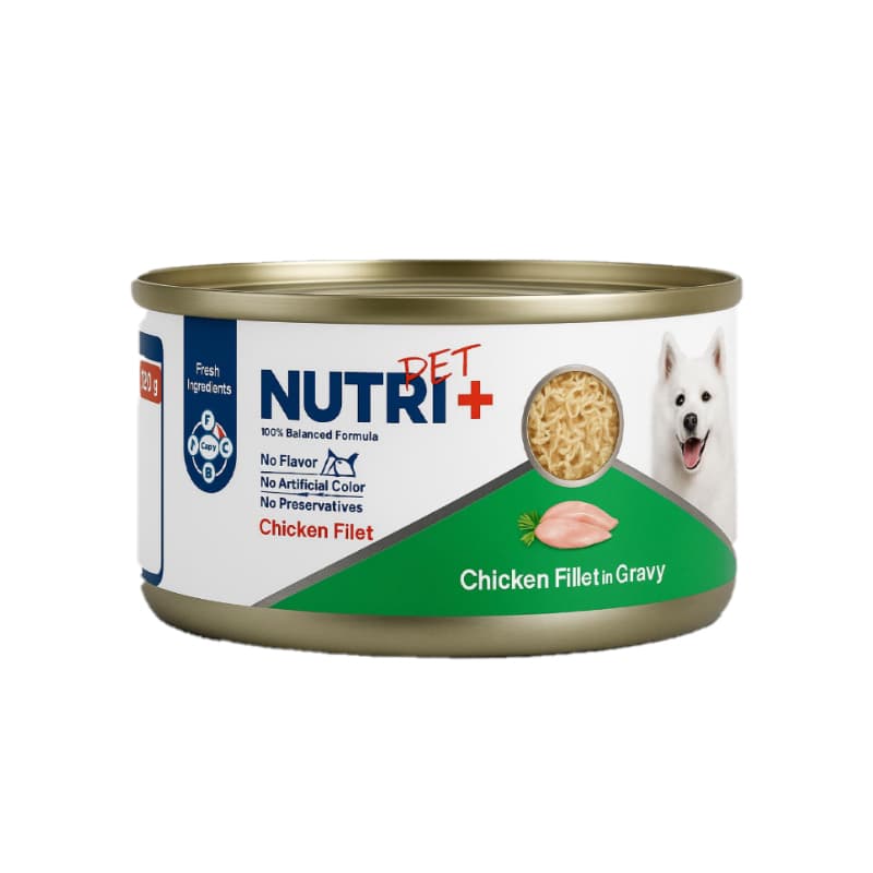 کنسرو غذای سگ نوتری نچرال با طعم مرغ Nutri Chicken Fillet in Gravy وزن 120 گرم