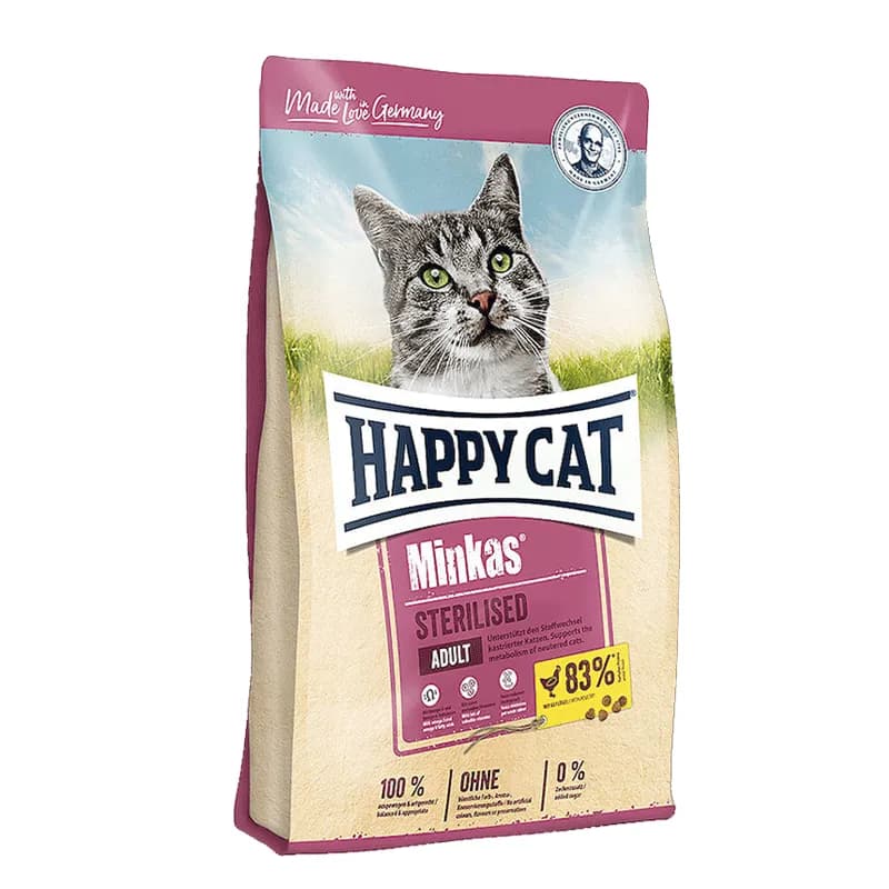 غذای خشک گربه عقیم شده هپی کت Happy Cat Minkas Sterilised وزن 10 کیلوگرم