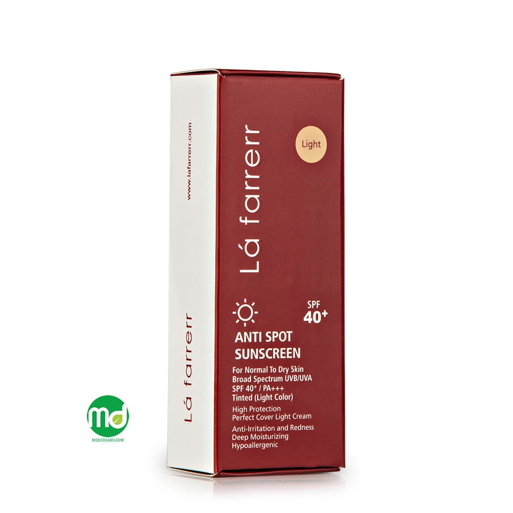 کرم ضد آفتاب بژ روشن لافارر ضد لک مناسب پوست خشک و معمولی +spf 40