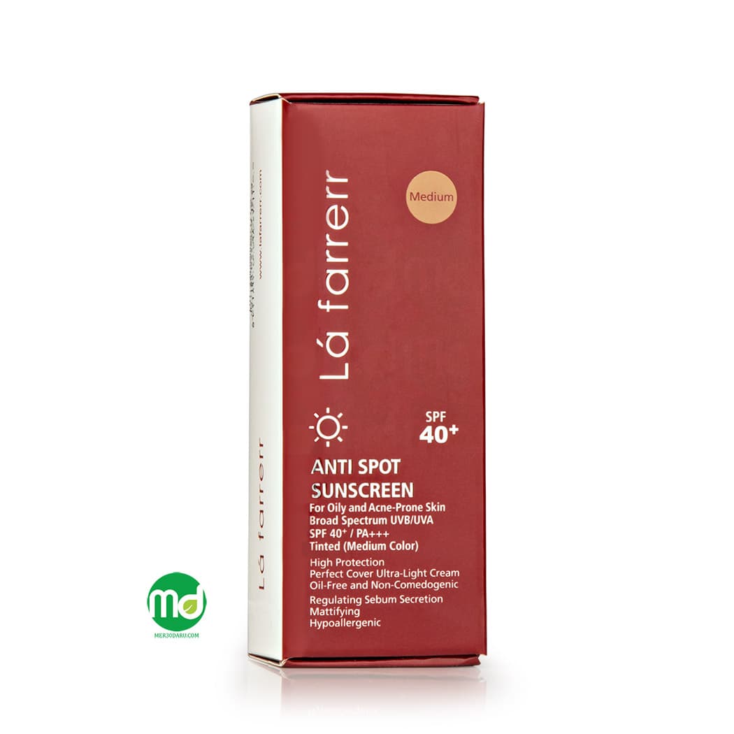 کرم ضد آفتاب و ضد لک رنگی SPF40 لافارر La Farrerr مناسب پوست چرب و مستعد آکنه رنگ متوسط حجم 40ml