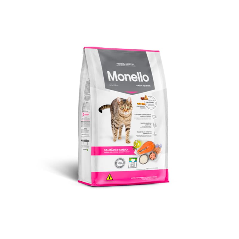 غذای خشک گربه میکس مونلو با طعم ماهی سالمون و مرغ Monello Mix Salmon & Chicken وزن 15 کیلوگرم