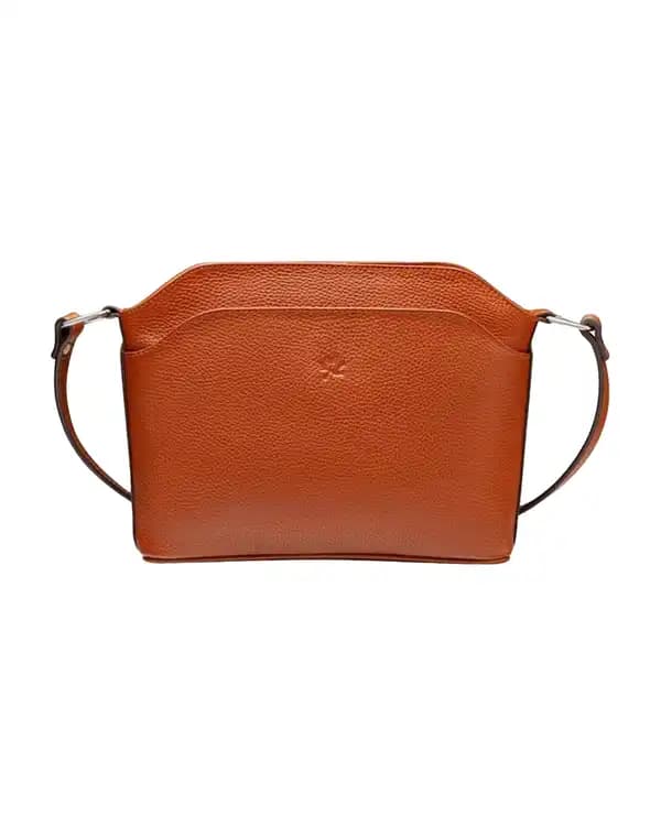کیف چرم دوشی زنانه عسلی نوین چرم Novin Charm مدل مدل پرنیا LHB4324