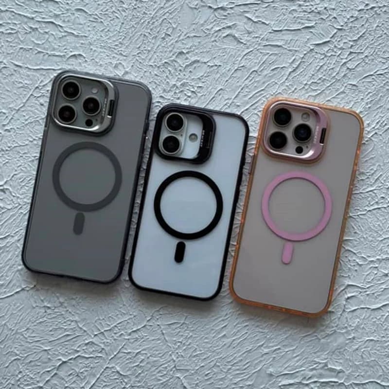 قاب گوشی آیفون شفاف استندشو براکت به همراه مگسیف BRACKET
