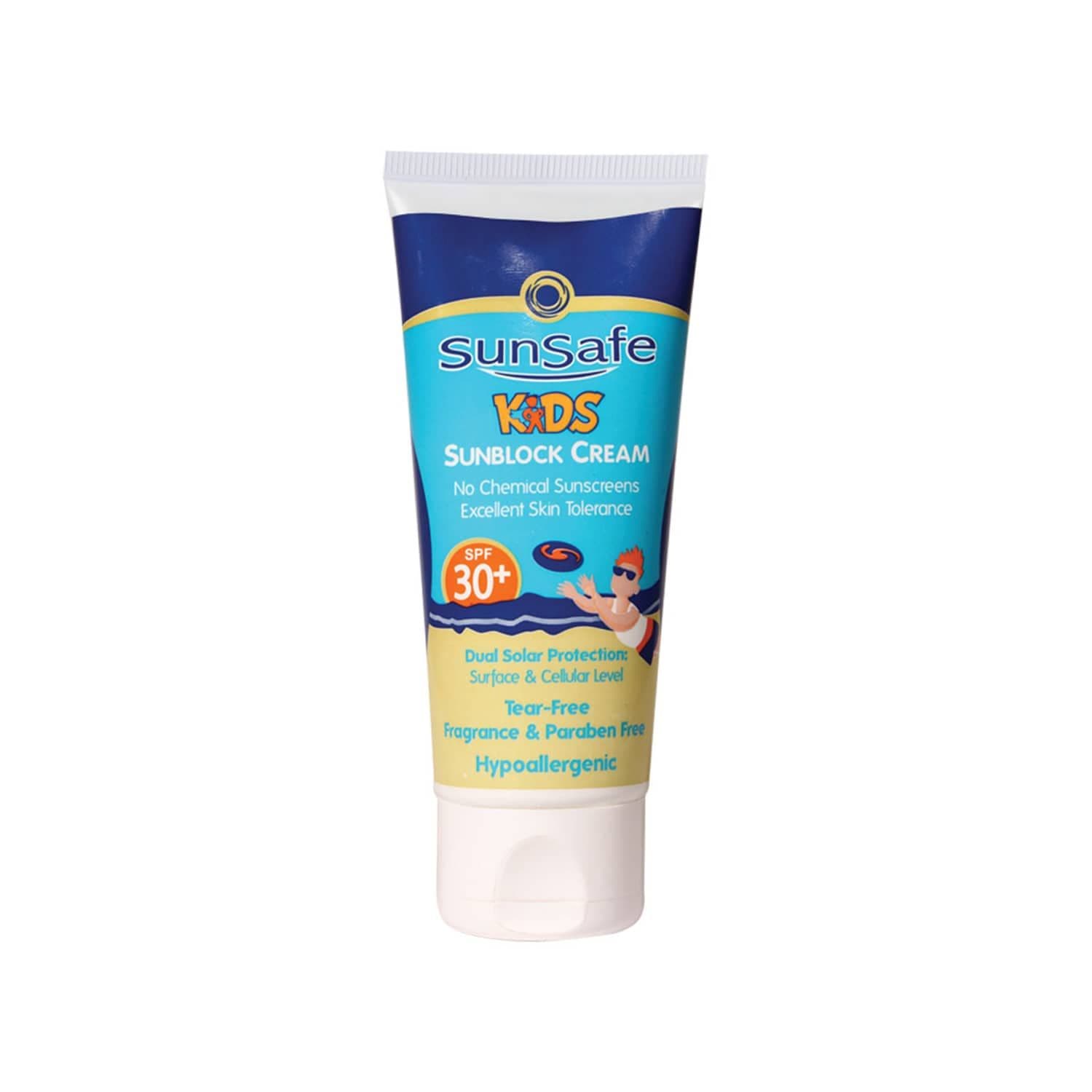 کرم ضد آفتاب کودکان سان سیف SPF 30 فاقد جاذب های شیمیایی حجم 50 میلی لیتر