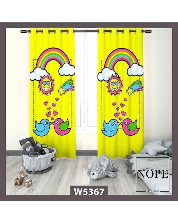 پرده کودک مخمل نوپه هوم Nopehome مدل پانچی طرح رنگین کمان کد W5367