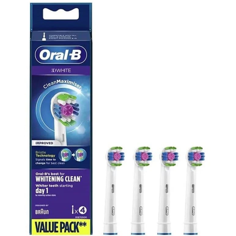 سری یدک مسواک برقی اورال-بی مدل 3D WHITE بسته 4 عددی