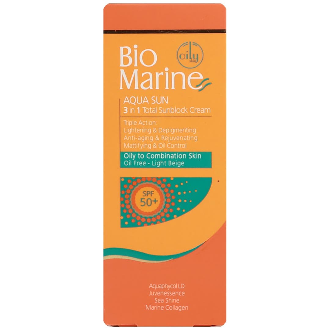 کرم ضد آفتاب SPF50 مناسب پوست چرب بژ روشن 50 میل ـ بایو مارین