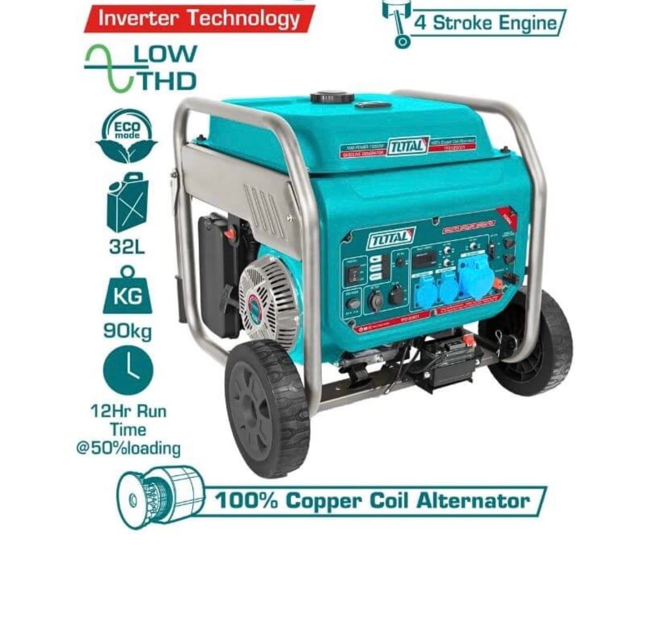 موتور برق بنزینی ۱۲ کیلو وات ریموت استارت توتال با تابلو ATS مدل TP3120001CEP