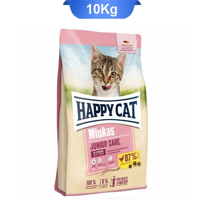 غذای خشک گربه مینکاس جونیور هپی کت طعم مرغ وزن 10 کیلوگرم Happycat Junior