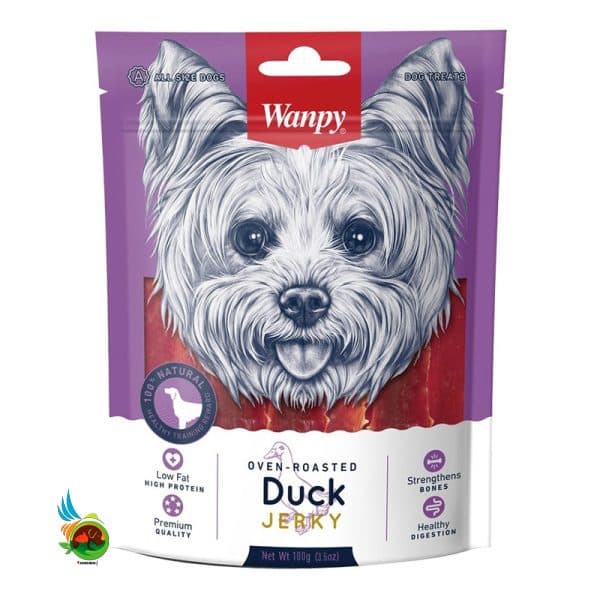 تشویقی سگ ونپی طعم اردک جرکی Wanpy Duck Jerky وزن ۱۰۰ گرم