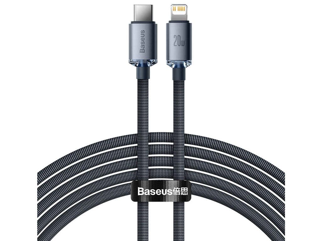 کابل تایپسی به لایتنینگ بیسوس 2 متری Baseus CAJY000301 Crystal Shine Series Fast Charging Data Cable Type-C to iP 20W