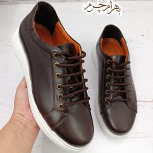 کفش مردانه ونس شیک چرم طبیعی دست دوز مدل تونی قهوه ای تیره