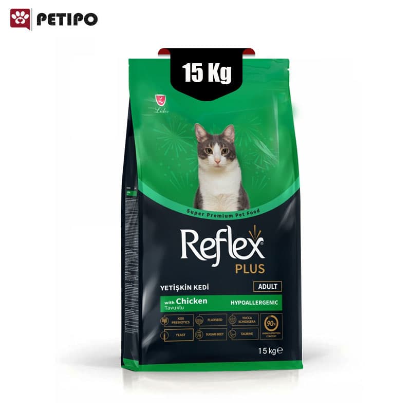 غذای خشک گربه بالغ رفلکس پلاس با طعم مرغ (Reflex Plus Adult Chicken) وزن 15 کیلوگرم