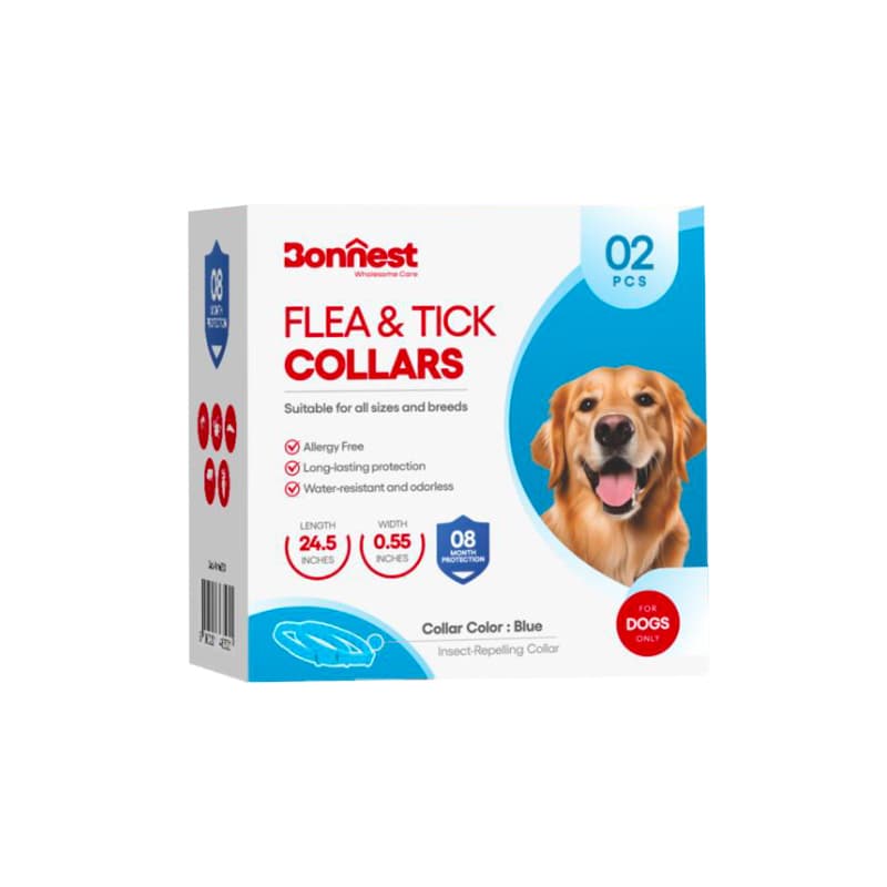 قلاده ضد کک و کنه سگ بونست مناسب تا 8 ماه رنگ آبی Bonnest Flea & Tick Collars Blue بسته 2 عددی