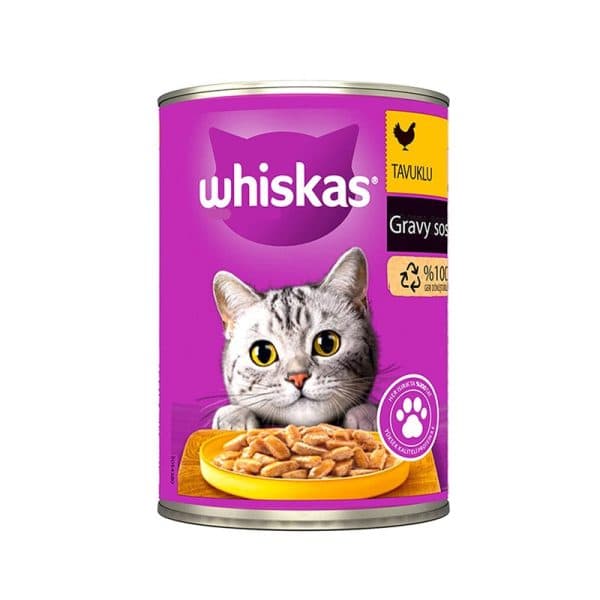 غذای کنسرو گربه بالغ با طعم مرغ ویسکاس (Whiskas Tavuklu Can in Gravy) وزن 400 گرم