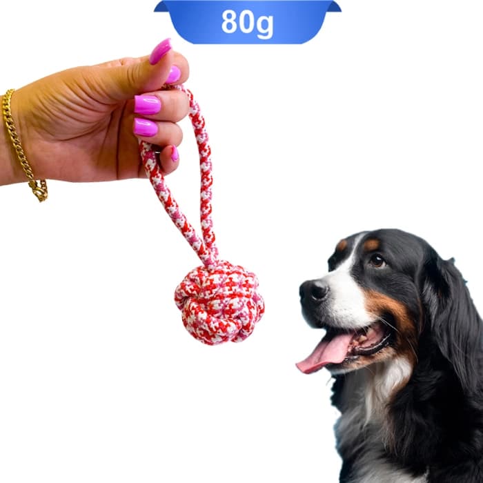 اسباب بازی طنابی سگ مدل توپی (طول 20 سانتی متری) کد 106078