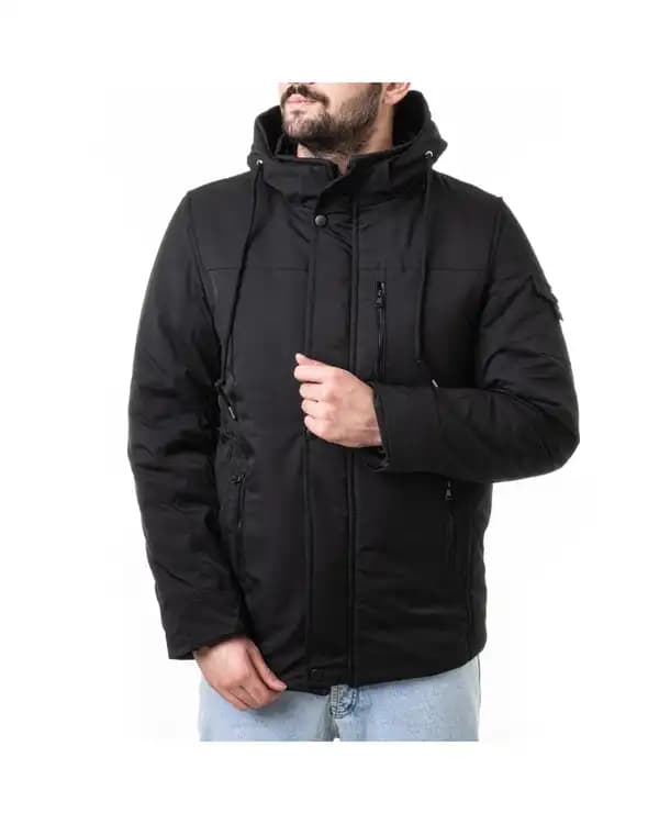 کاپشن مردانه مشکی والیانت استایل Valiant Style مدل سه قلاب کد K101303