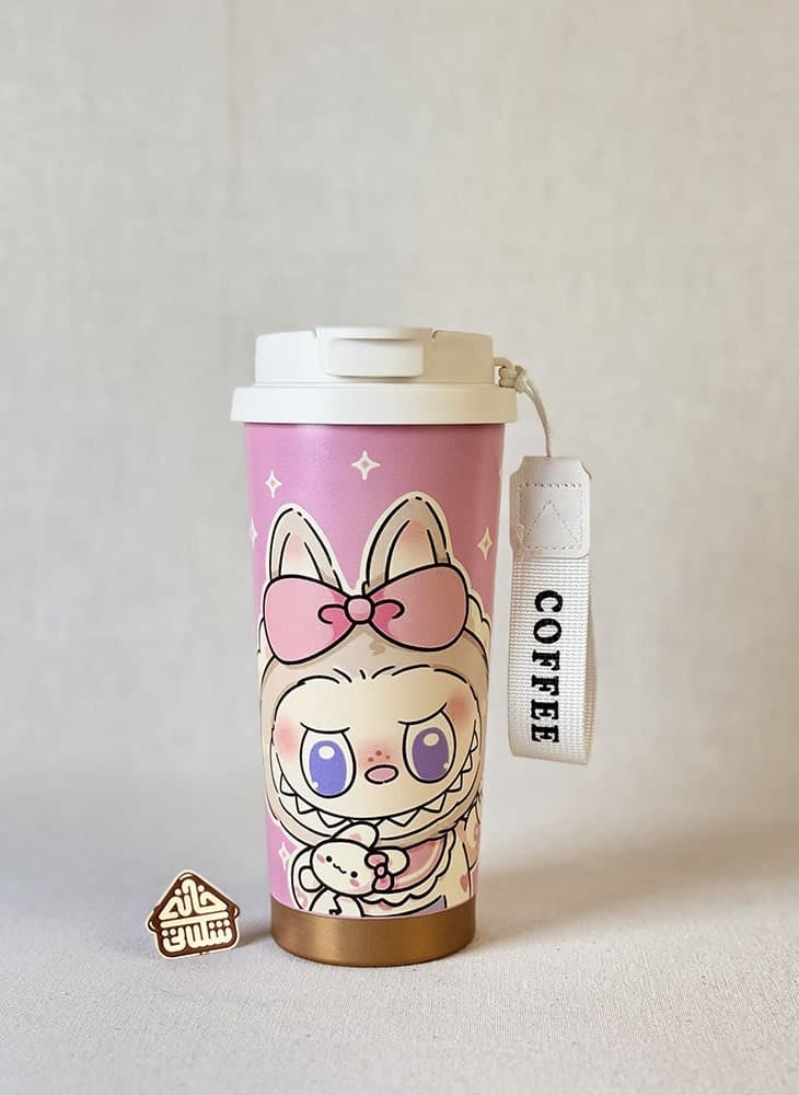تراول ماگ استیلی طرح لبوبو caka coffee cup کد 1725