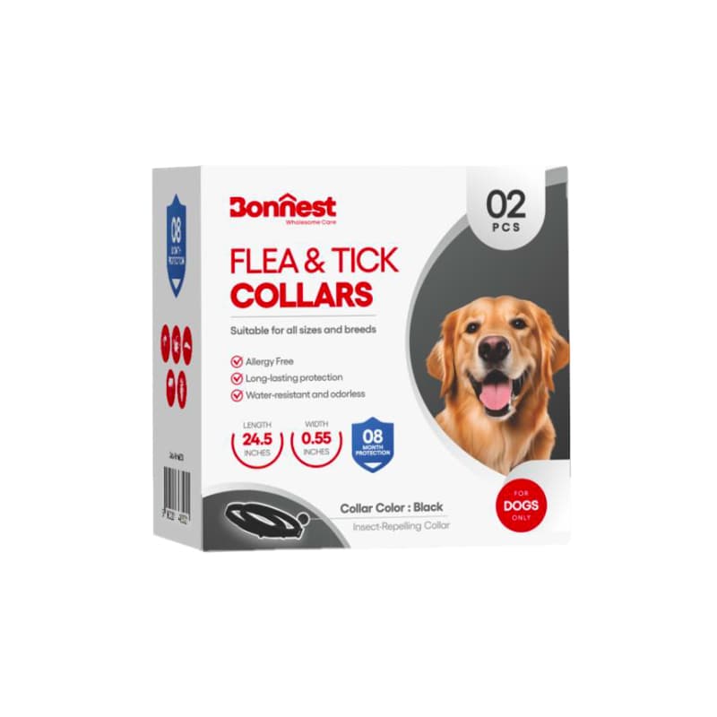 قلاده ضد کک و کنه سگ بونست مناسب تا 8 ماه رنگ مشکی Bonnest Flea & Tick Collars Black بسته 2 عددی