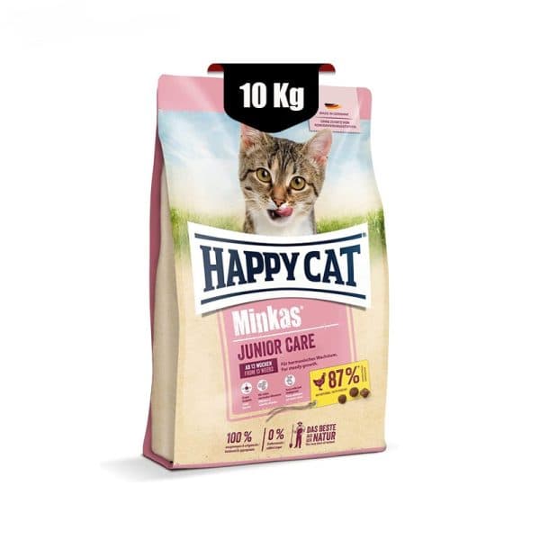 غذای خشک گربه جوان مینکاس جونیور هپی کت (Happy Cat Minkas Junior care) وزن 10 کیلوگرم