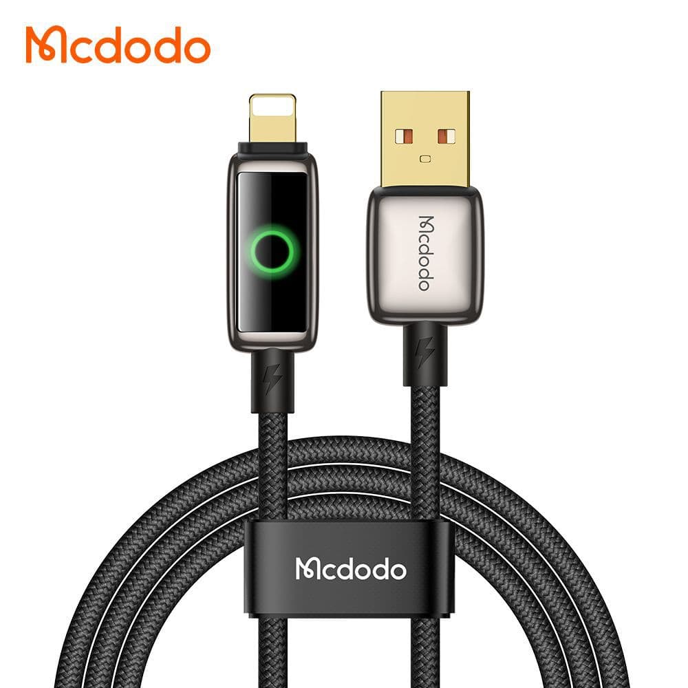 کابل شارژ سریع لایتنینگ 3 آمپر قطع کن اتومات مک دودو مدل MCDODO CA-6590 نمایشگر دیجیتال 1.2متر