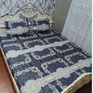 نیم ست روتختی کشدار تخت دونفره رنگ ثابت طرح ورساچ تیره