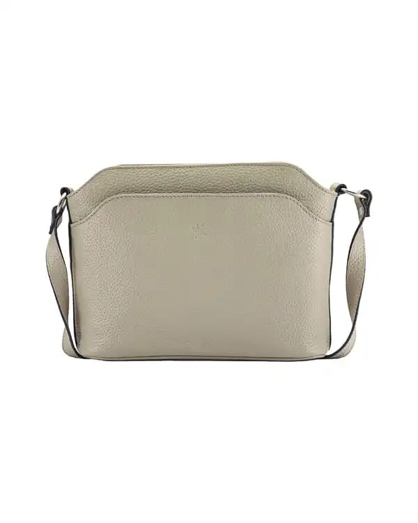 کیف چرم دوشی زنانه طوسی فیلی نوین چرم Novin Charm مدل مدل پرنیا LHB4324