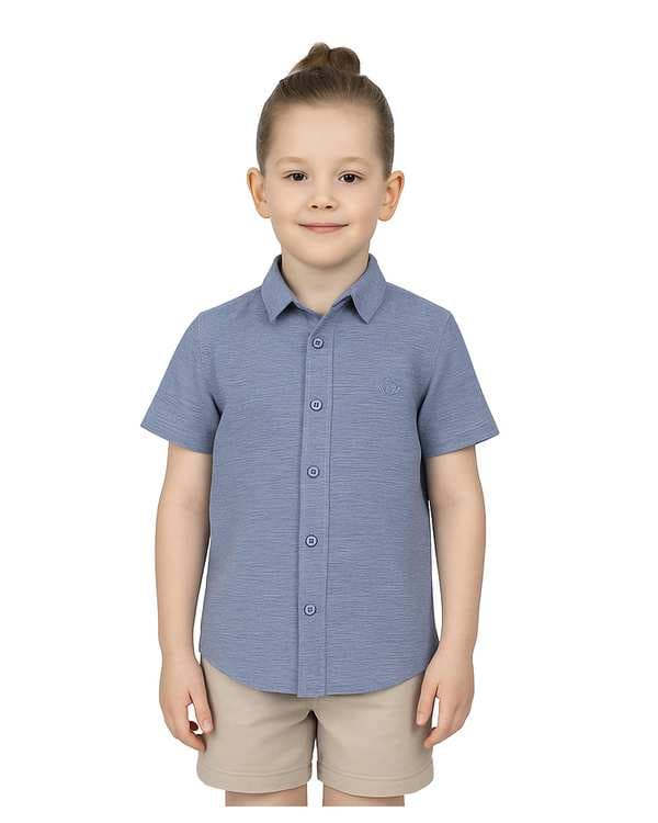 پیراهن پسرانه آستین کوتاه آبی روشن مرینو Merino کد 1748