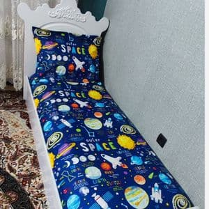 ملحفه دورکش تخت یکنفره طرح کهکشان فضانوردی ملحفه موشکی