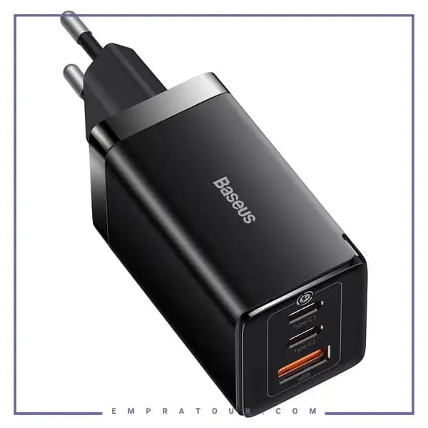 آداپتور شارژ دیواری 3 پورت 65 وات بیسوس Baseus GaN 5 Pro Charger 65W CCGP120201