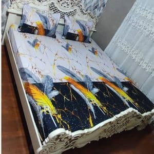 روتختی دونفره سفید طوسی روکش دونفره سفید کرم مشکی طلایی