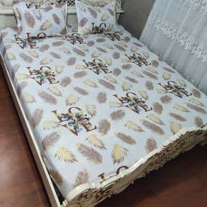 روتختی دور کش دونفره نفره کرم سفید روتختی دونفره نسکافه ای برگ