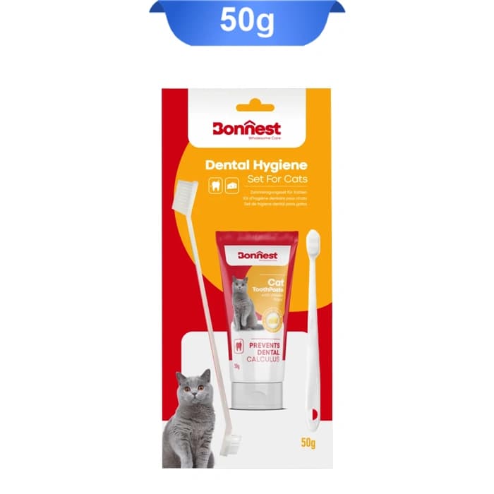 ست خمیردندان و مسواک گربه بونست Bonnest وزن 50 گرم