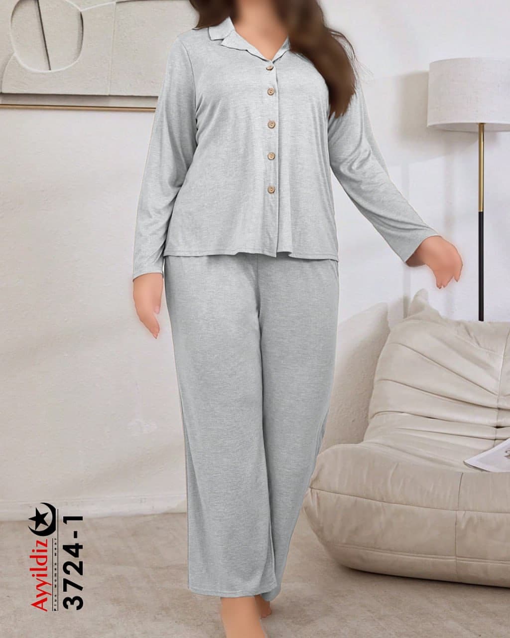 ست بلوز شلوار زنانه راحتی سایز بزرگ کد 3724