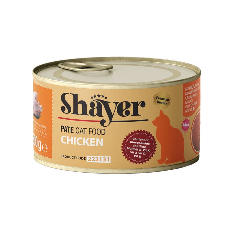 کنسرو غذای گربه با طعم مرغ مدل شایر Shayer Pate With Chicken وزن 200 گرم