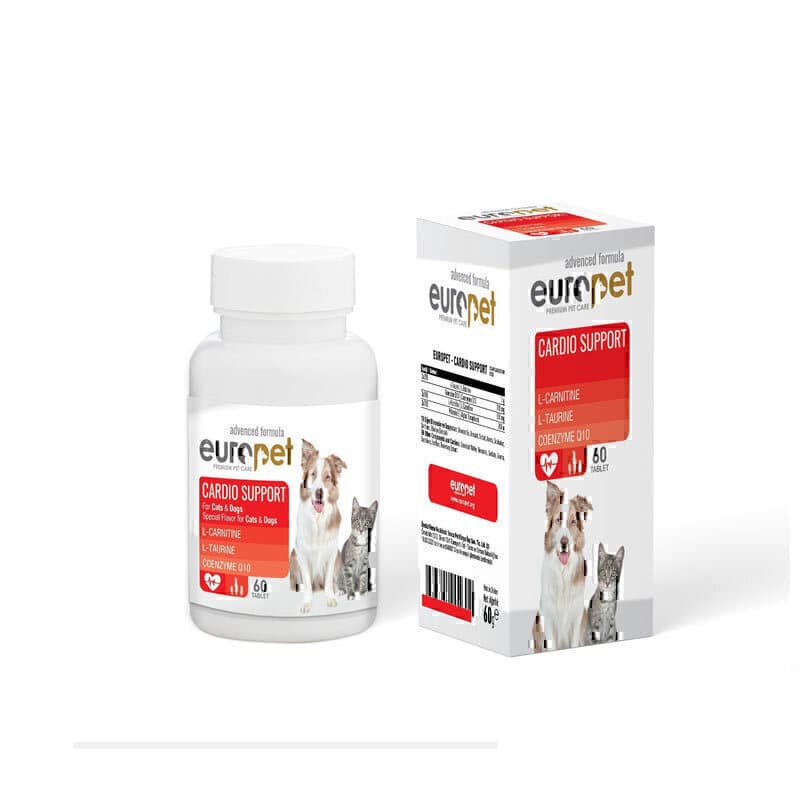 قرص تقویت کننده سیستم قلب سگ و گربه یوروپت Europet Cardio Support Tablet بسته 60 عددی