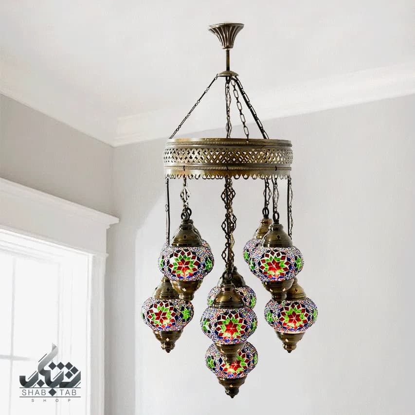لوستر آویز 9 شعله مراکشی کد 9S سلطان