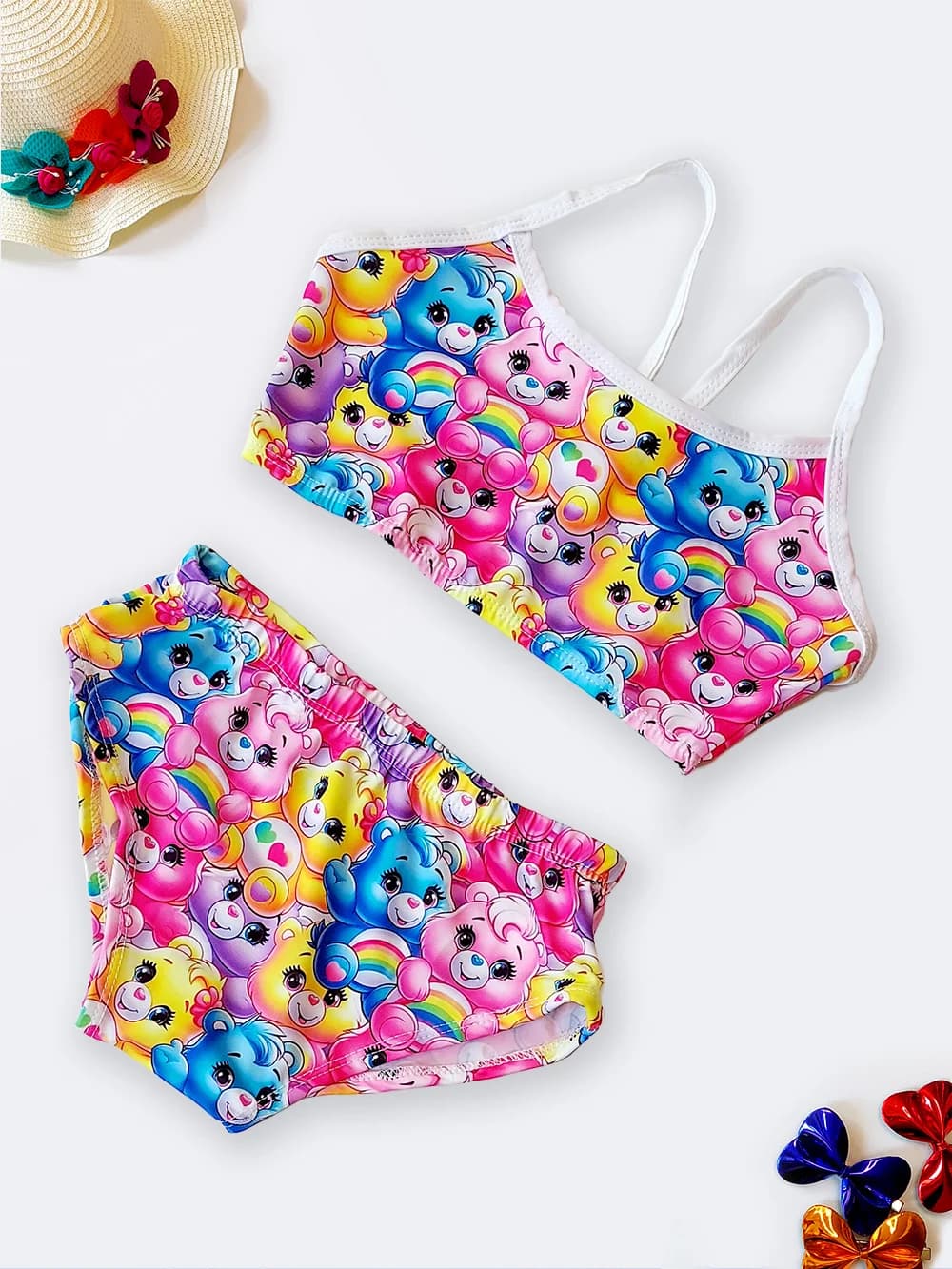 مایو دو تکه دخترانه بچگانه برای استخر بصورت نیم تنه مایویی اسپیدو ( Speedo ) خرسهای پاستیلی