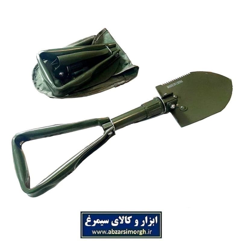 بیلچه ارتشی تاشو چند کاره دسته مثلثی تمام فلزی با کاور HBA-002