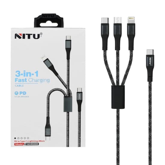 کابل تبدیل Type-C به Type-C و لایتنینگ و micro USB نیتو مدل NC206G